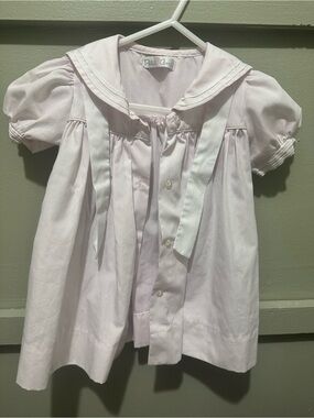 Petit Ami Light Pink Sailor-Collar Girl's Blouse with White Ribbon